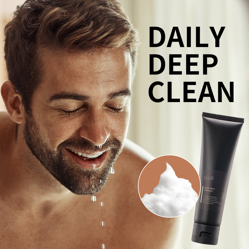ฉลากส่วนตัวผู้ชายทำความสะอาดผิวหน้าอย่างล้ำลึก สิวหัวดำ Remover ควบคุมความมัน น้ำยาทำความสะอาดใบหน้า ล้างหน้าสำหรับผู้ชาย