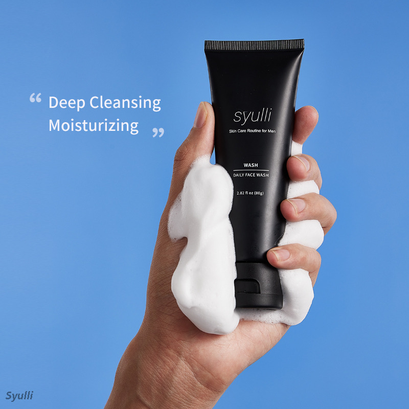Syulli Men's Skin Care System (ชุด 4 ชิ้น) – ทำความสะอาด ขัดผิว มอยส์เจอร์ไรเซอร์สำหรับกลางวัน และซ่อมแซมกลางคืน