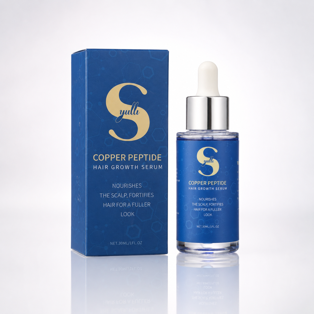 Syulli 1% Copper Peptide Hair Growth Serum, ป้องกันผมร่วง, ผสมน้ำมันเมล็ดพืช, 1ml X 55